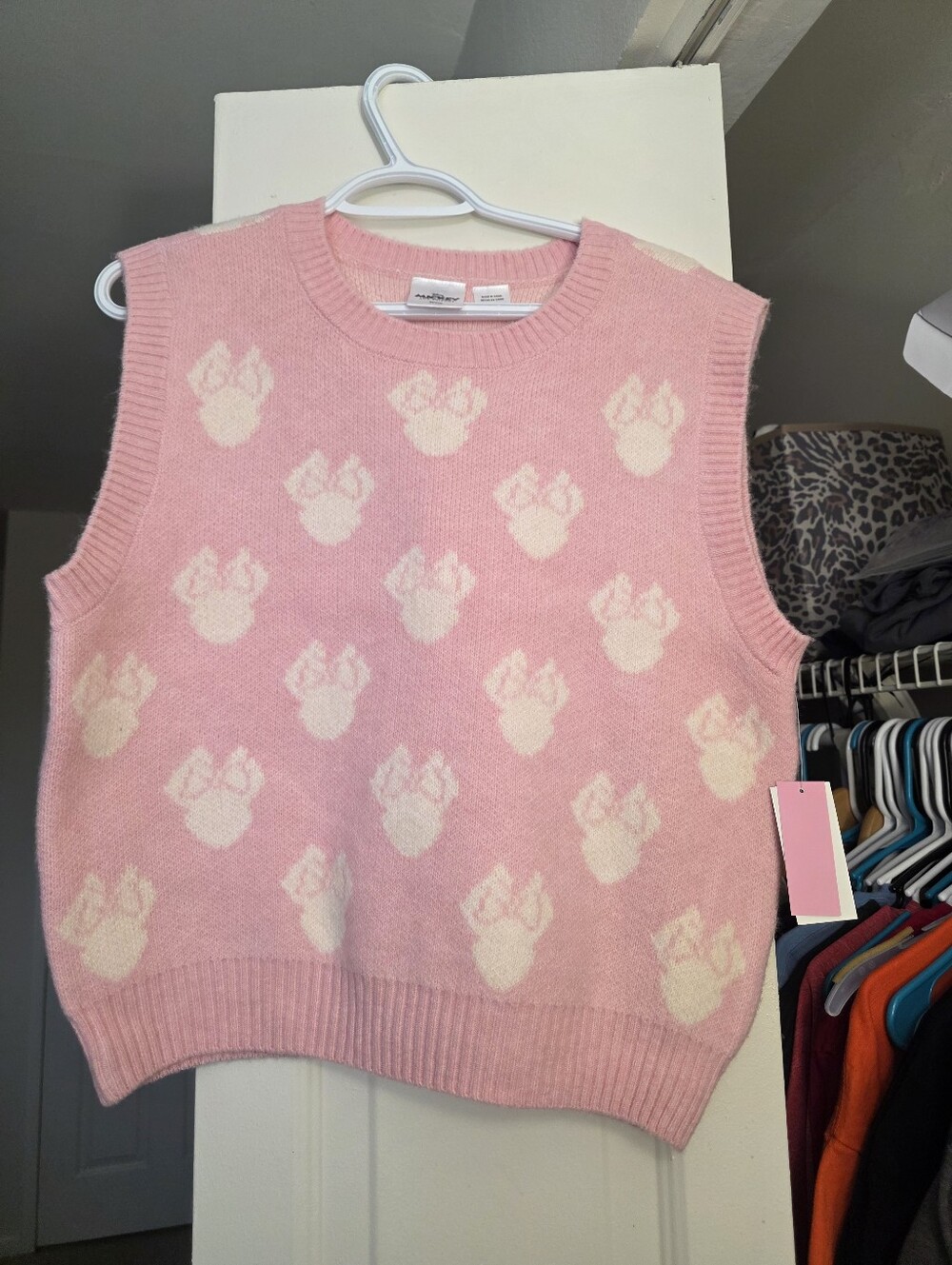 Disney Pink and Cream Knit V-Neck Sweater Vest